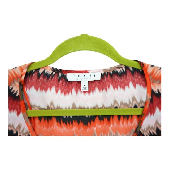 Chaus New York Size L button down long‎ sleeve Shirt round neck Multicolor - Picture 6 of 6